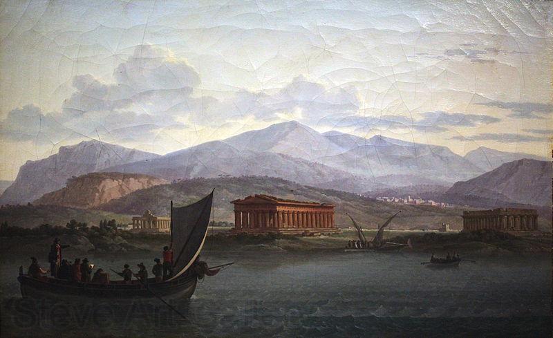Jean Jacques Francois Taurel Artists closing to Paestum from the sea France oil painting art